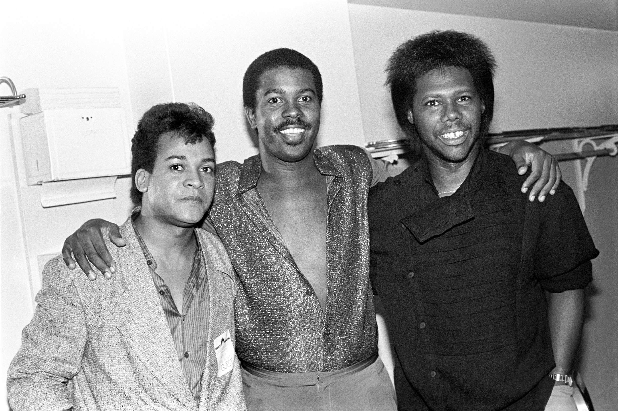 Michael Gregory Jackson, Kashif, and Nile Rodgers backstage at a Kashif and Ashford & Simpson show at Radio City Music Hall, New York City, September 10, 1983. Photo by Ebet Roberts/Redferns.